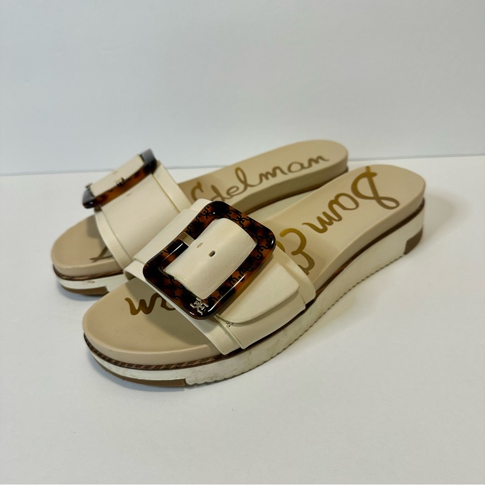 Sam Edelman Womens Ariane Leather Slip On Slide Sandals
